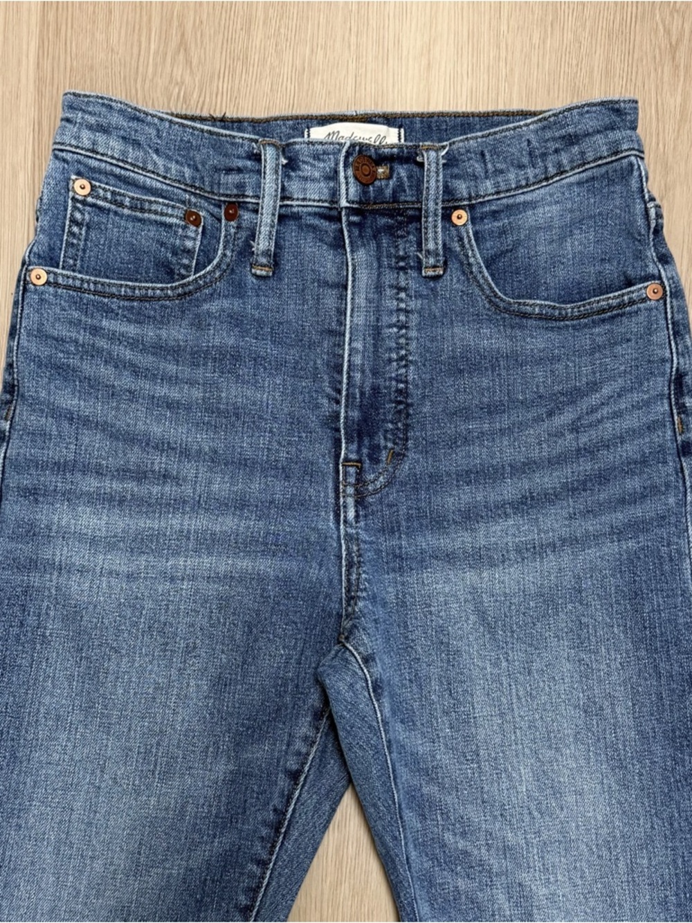 Madewell Medium Wash High Rise Full Length Classic Straight Leg Jeans 27 - Picture 2 of 9
